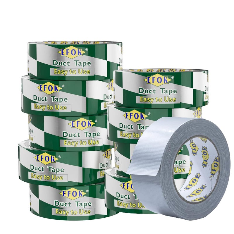 EFOK 10 Pack Duct Tape Heavy Duty Waterproof, Sliver Duct Tape Bulk 1.88 Inch X 90 Ft, Strong Adhesive for Indoor Outdoor Tear by Hand - Image 1